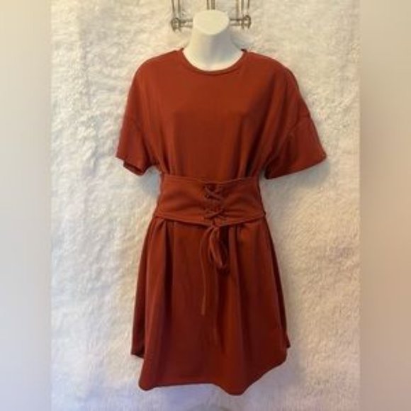 Rust Corset Waist Dress - Picture 1 of 3